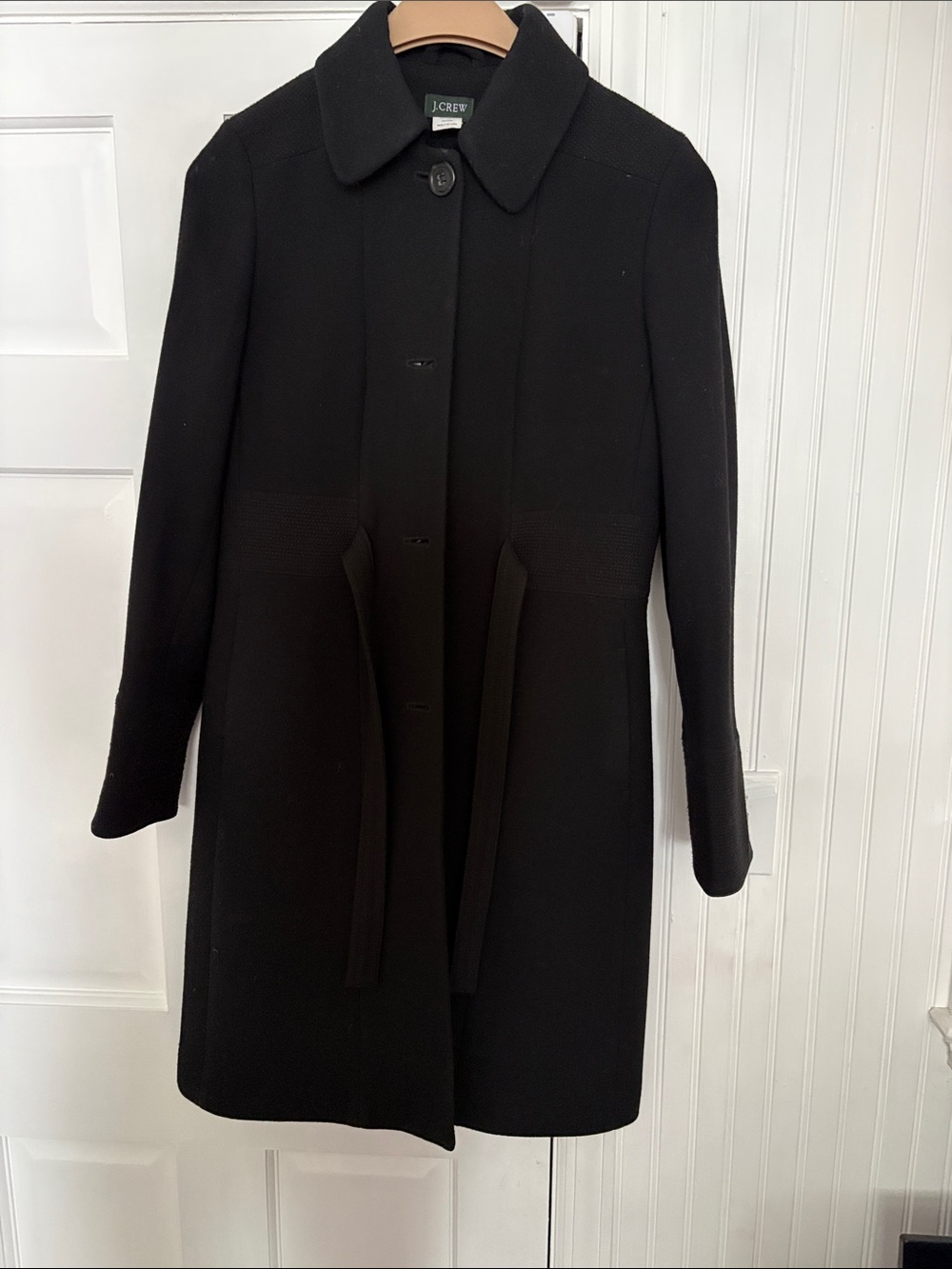 J. Crew Black Wool Trench Coat